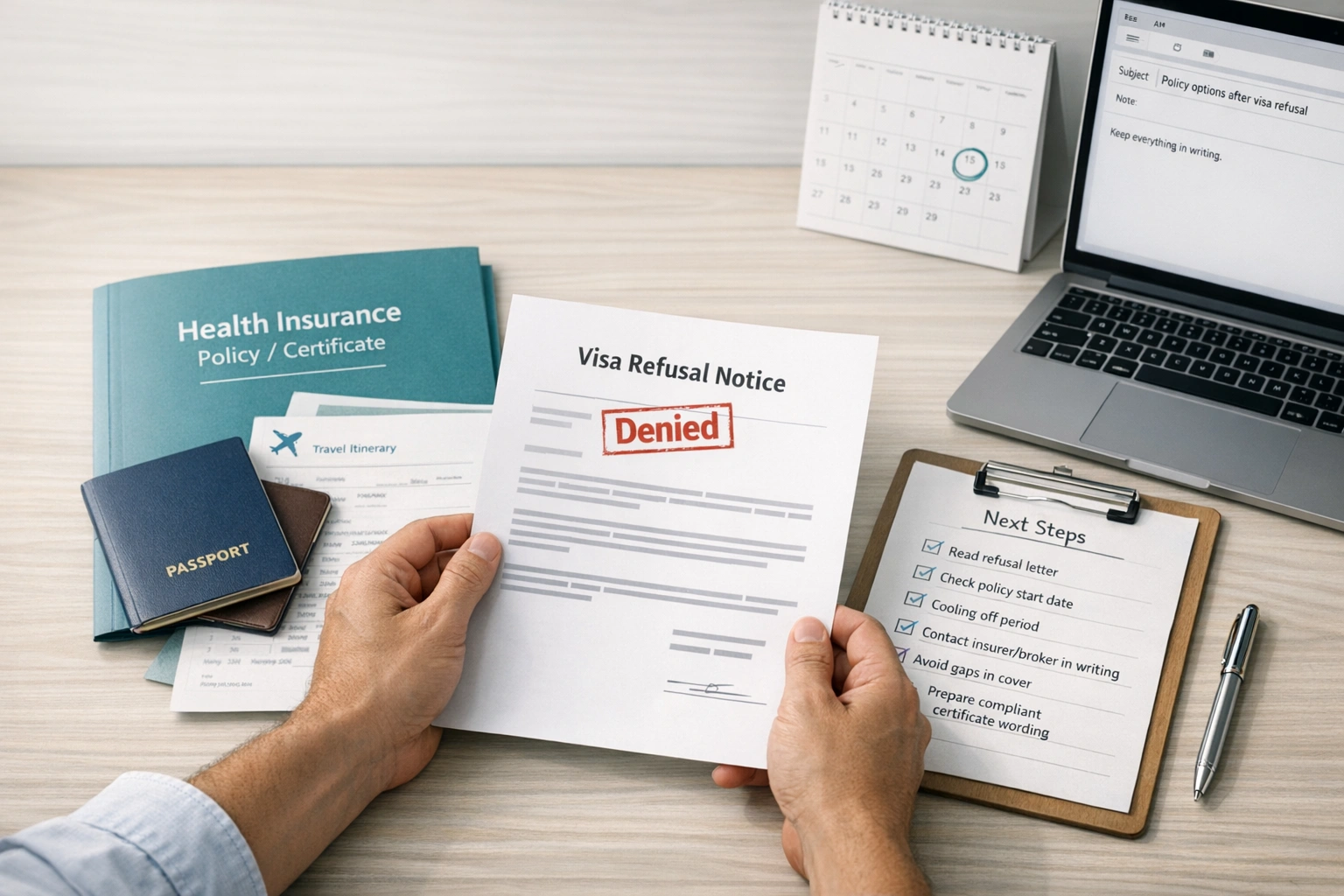What to do when your visa is denied: health insurance implications and next steps
